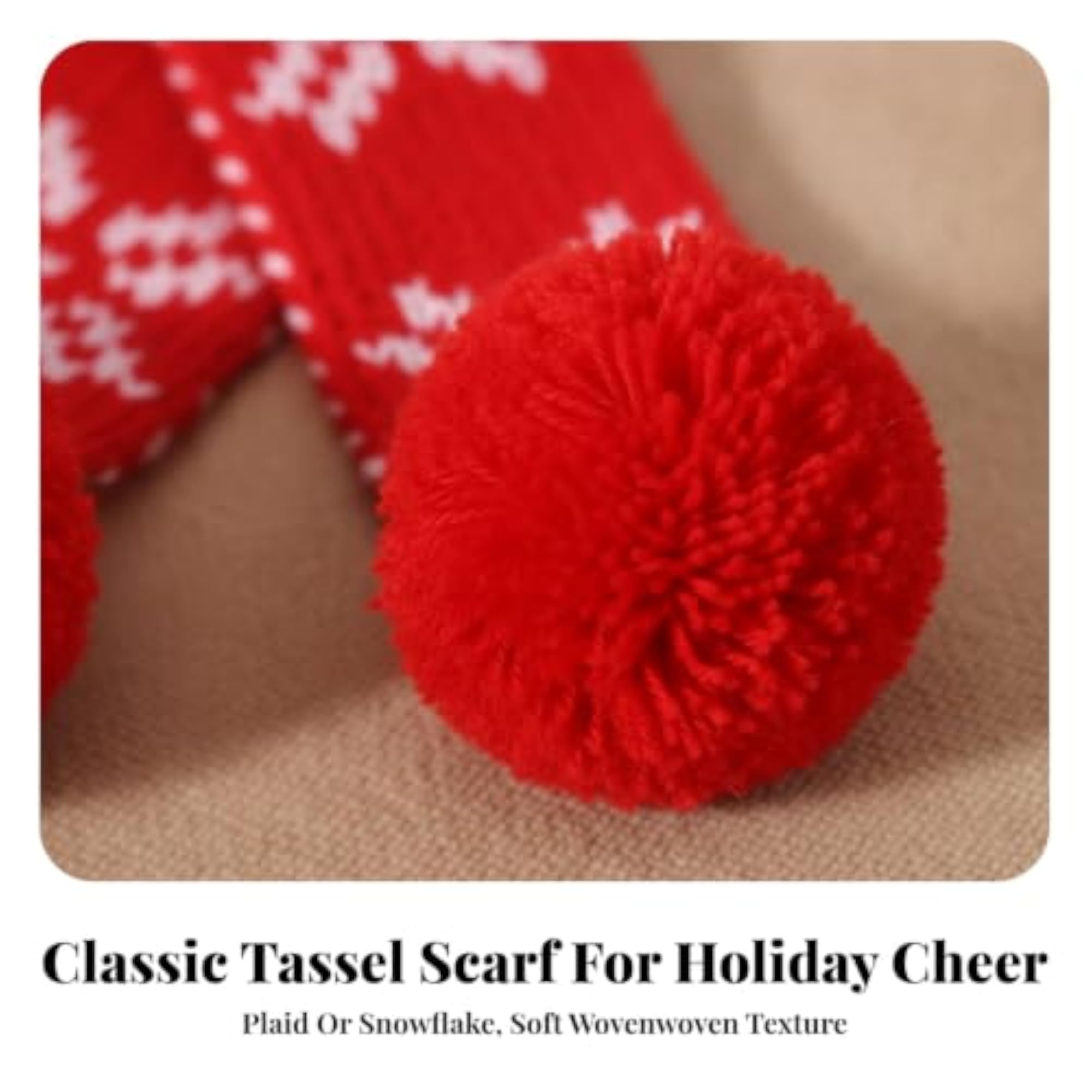 Christmas Knitted Pet Scarf with Pom-Poms